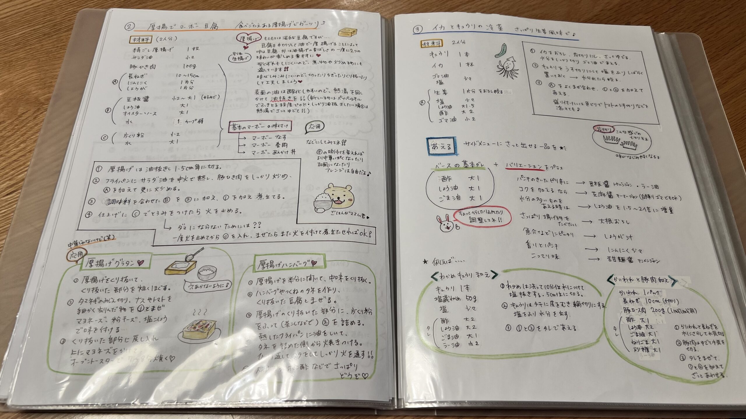 手書きの料理レシピ